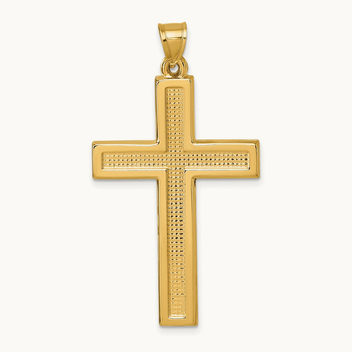 Polished and Textured Cross Pendant — 45.2mm
