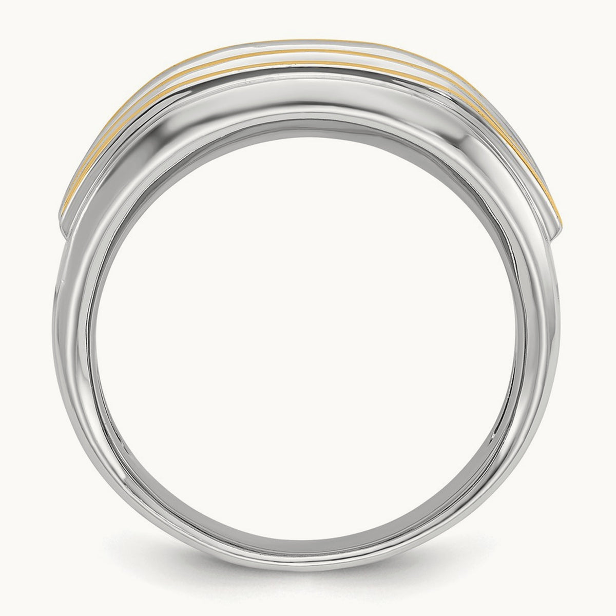 IBGoodman Men's Polished 2-Row Diamond Ring, 14K Two-tone