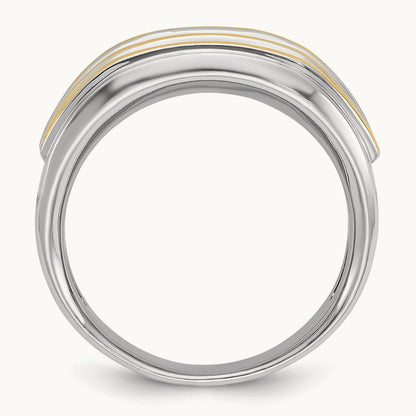 IBGoodman Men's Polished 2-Row Diamond Ring, 14K Two-tone
