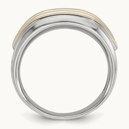 IBGoodman Men's Polished 2-Row Diamond Ring, 14K Two-tone