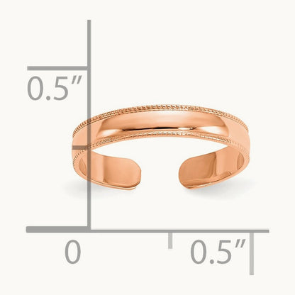 Milgrain Adjustable Toe Ring — 14K Yellow Gold