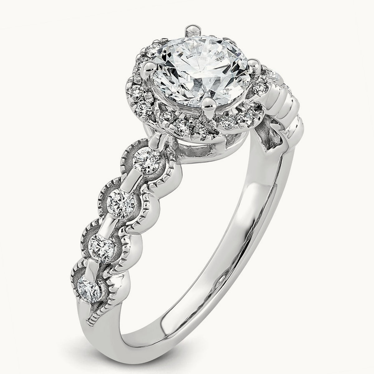 Round Center Floral Halo Ring, 1.25-2.50 ct tw Lab-Grown Diamond