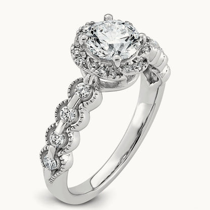 Round Center Floral Halo Ring, 1.25-2.50 ct tw Lab-Grown Diamond