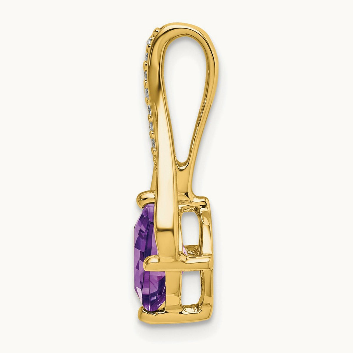Amethyst and Diamond Pendant — 14K Yellow Gold