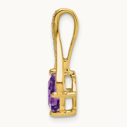 Amethyst and Diamond Pendant — 14K Yellow Gold