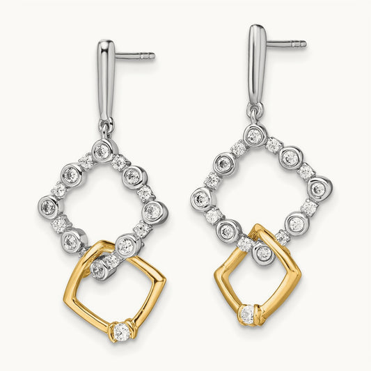 Square Drop Post Earrings, 0.50 ct tw Lab-Grown Diamond