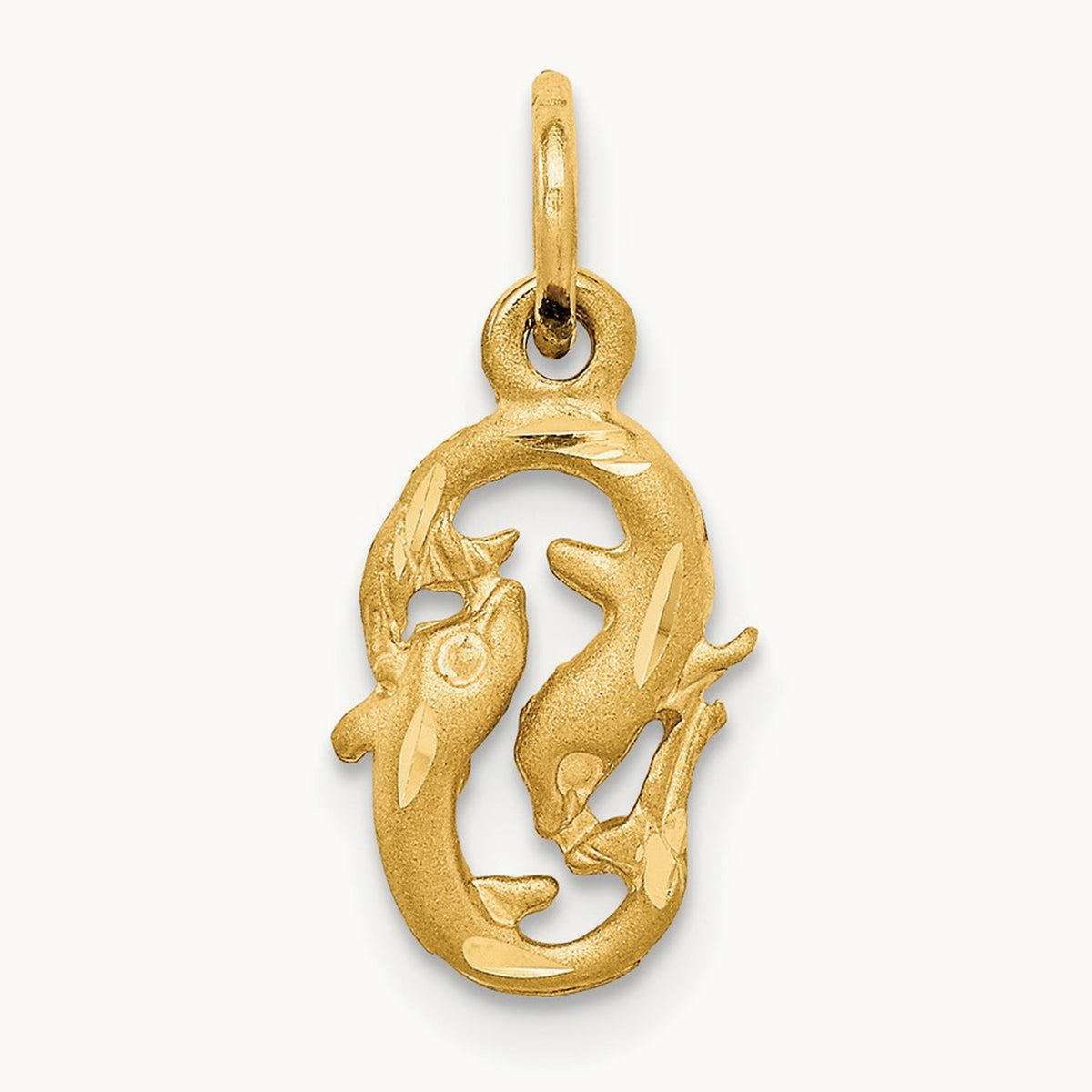 Satin Diamond-cut Pisces Zodiac Charm — 17mm