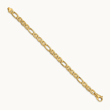 Solid Hand-Polished 3 & 1 Flat Anchor Bracelet, 6.5mm, 14K