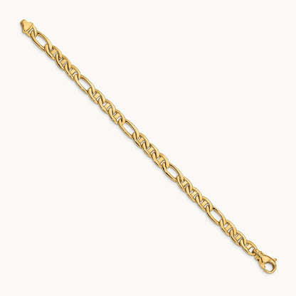 Solid Hand-Polished 3 & 1 Flat Anchor Bracelet, 6.5mm, 14K