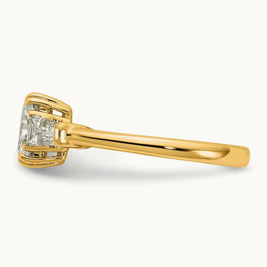 Radiant with Baguette Engagement Ring, 1.50-3.75 ct tw Lab-Grown Diamond — 1 1/2 ct, 14K Yellow Gold