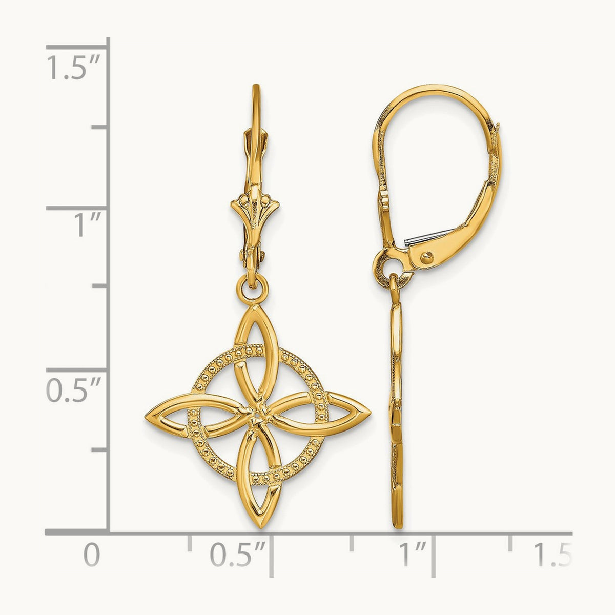 Small Celtic Eternity Knot Leverback Earrings, 14K