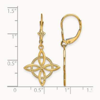 Small Celtic Eternity Knot Leverback Earrings, 14K