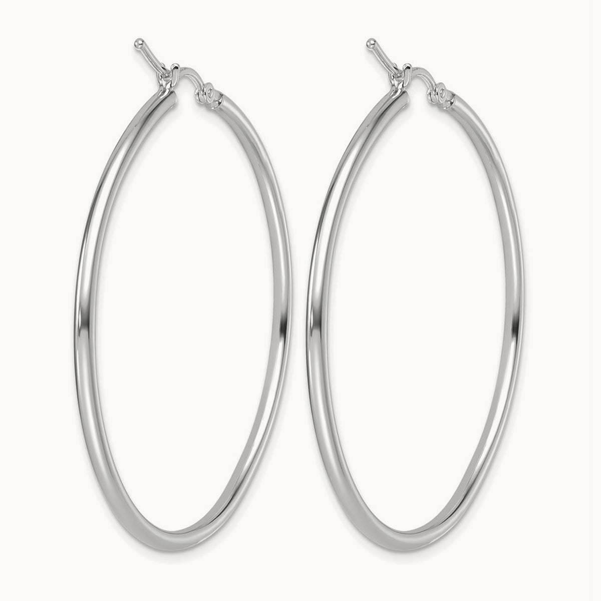 Polished Hoop Earrings — 14K White Gold, 2mm