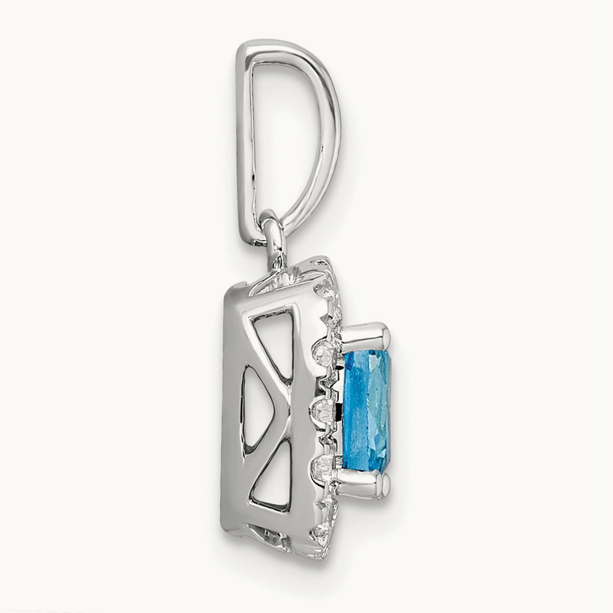 Dec Birthstone Blue Topaz Halo Pendant, 0.25 ct tw Lab-Grown Diamond