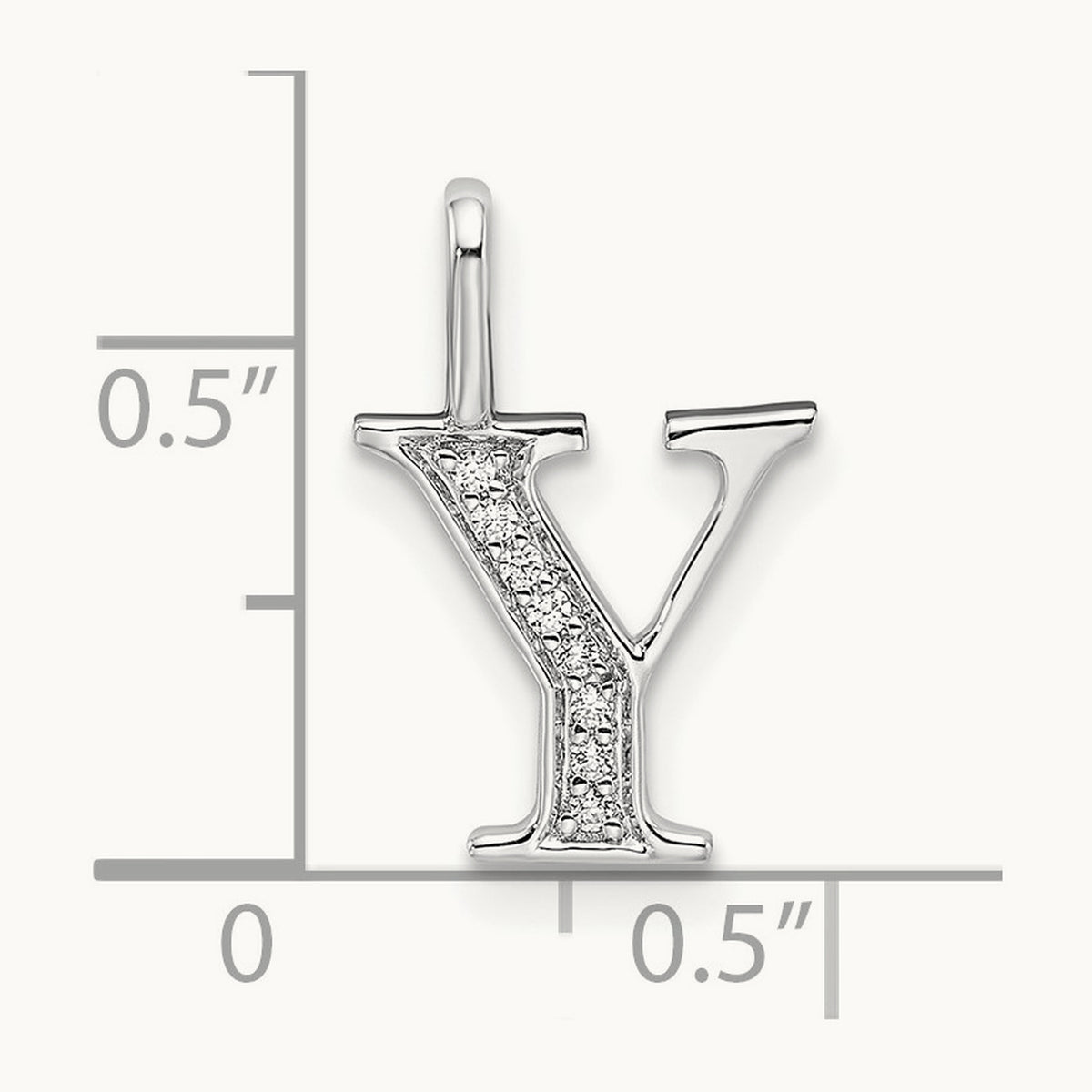 Diamond Letter Y Initial Pendant, 14K White Gold