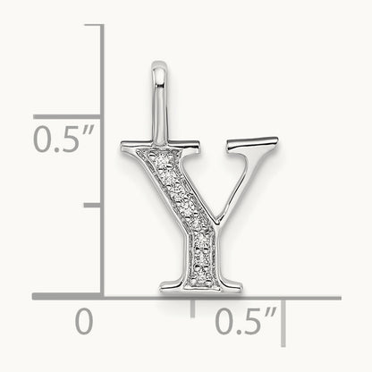Diamond Letter Y Initial Pendant, 14K White Gold
