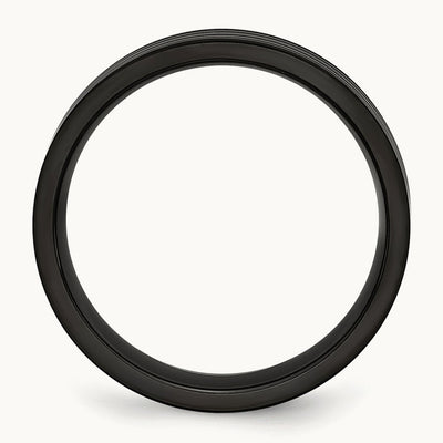 Brushed and Polished Black IP-plated Grooved Band — 6mm