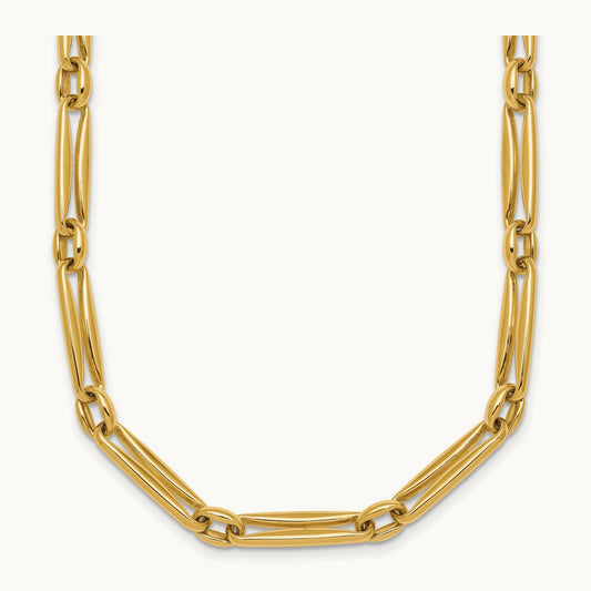 Polished Fancy Long Link Necklace, 5mm, 14K