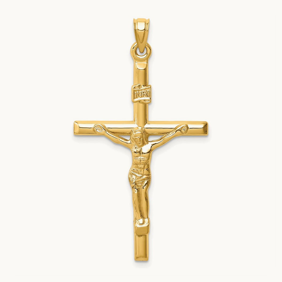 Hollow Crucifix Pendant, 14K