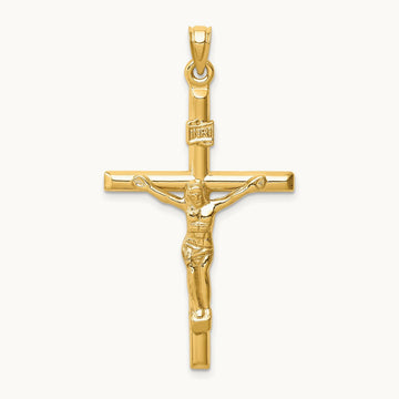 Hollow Crucifix Pendant, 14K