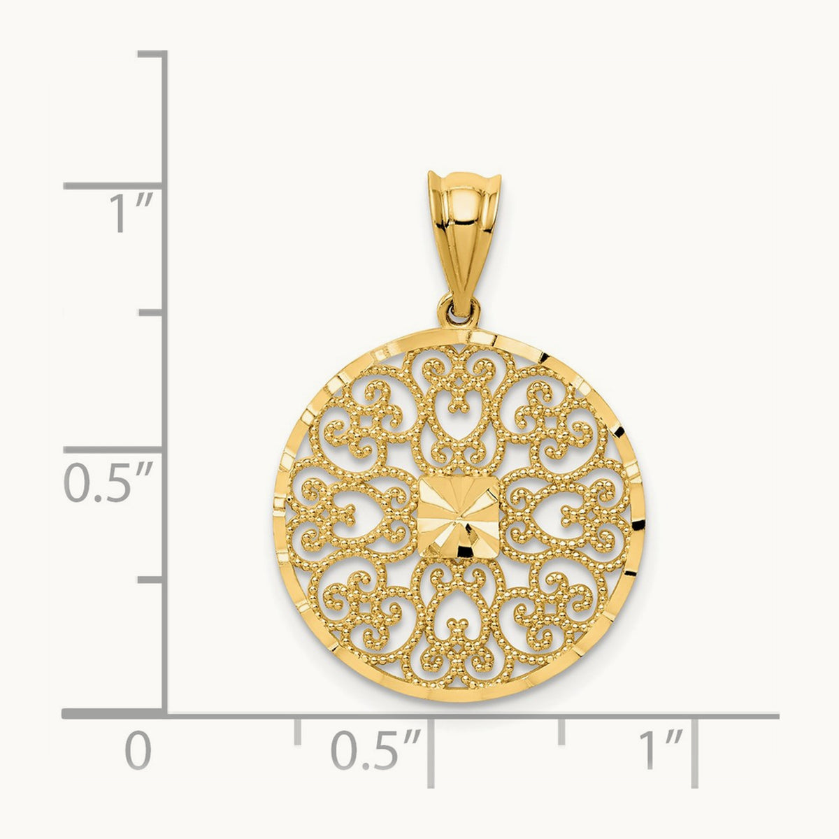 Fancy Filigree / Diamond Cut Charm, 14K