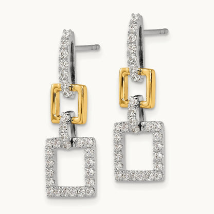 Square Dangle Post Earrings, 0.75 ct tw Lab-Grown Diamond