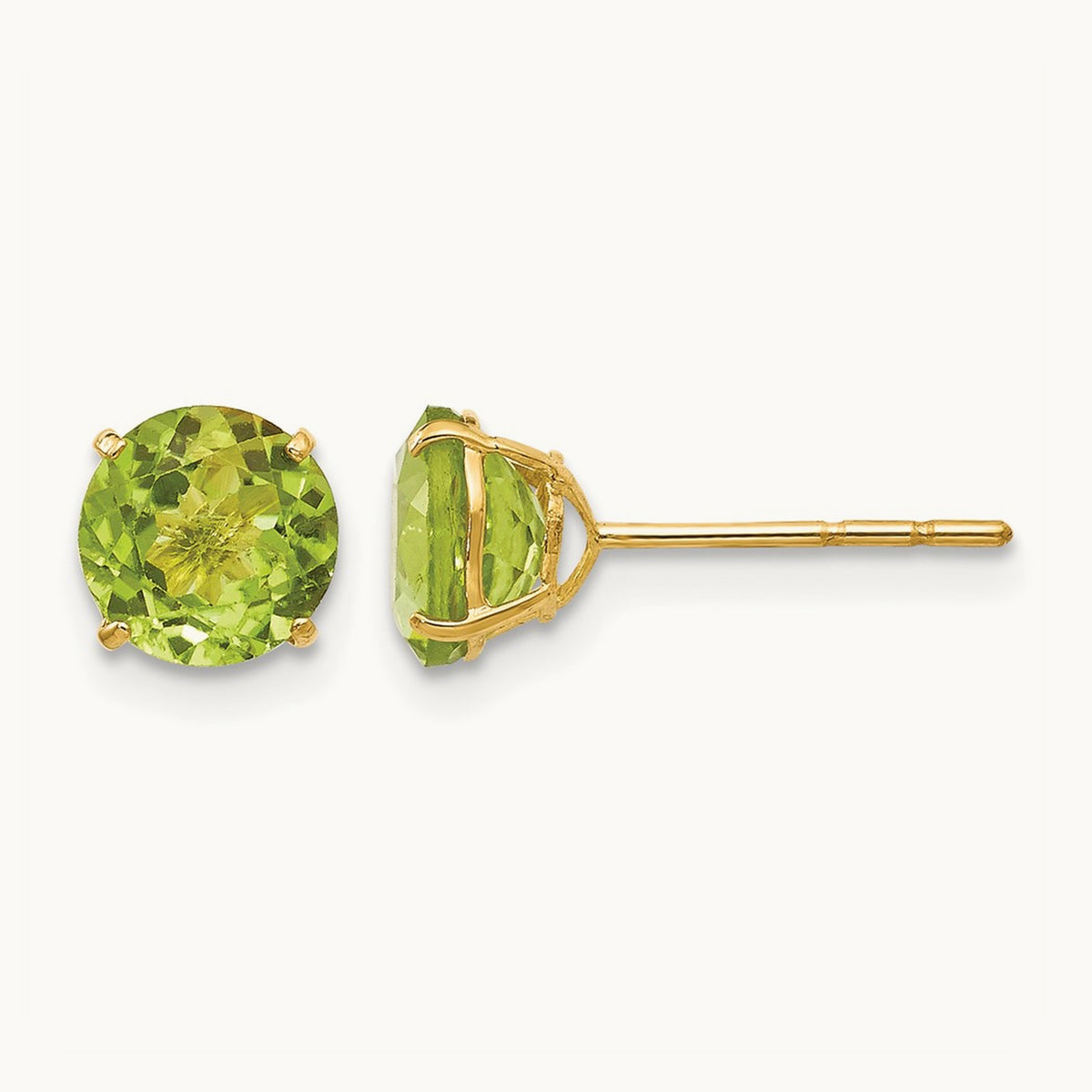 Round Peridot Post Earrings — 6mm