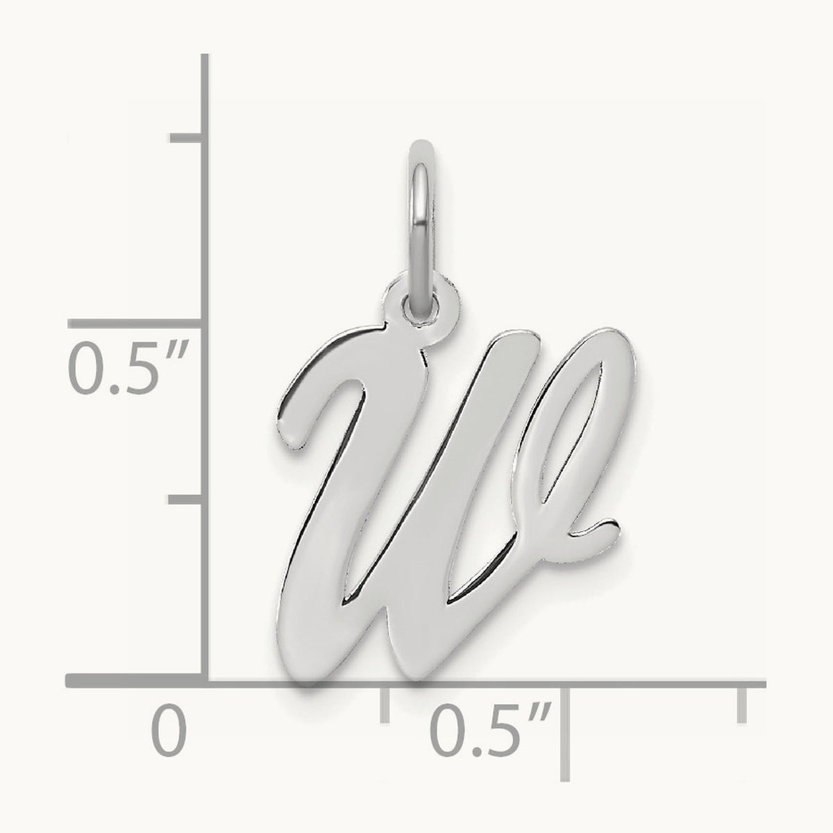 Medium Script Initial Charm — 14K White Gold, W