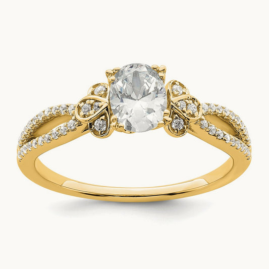 Gold Oval Split Shank Semi-Mount Engagement Ring, 0.50 ct tw