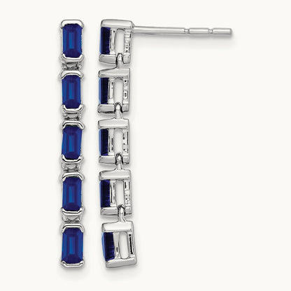 Sapphire 5-stone Dangle Earrings, 14K White Gold