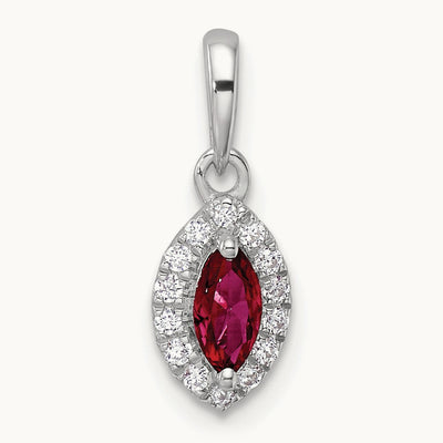Created Ruby July Birthstone Pendant, 0.10 ct tw Lab-Grown Diamond