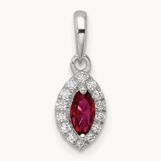 Created Ruby July Birthstone Pendant, 0.10 ct tw Lab-Grown Diamond
