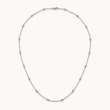 Diamond Station Cable Necklace, 14K White Gold