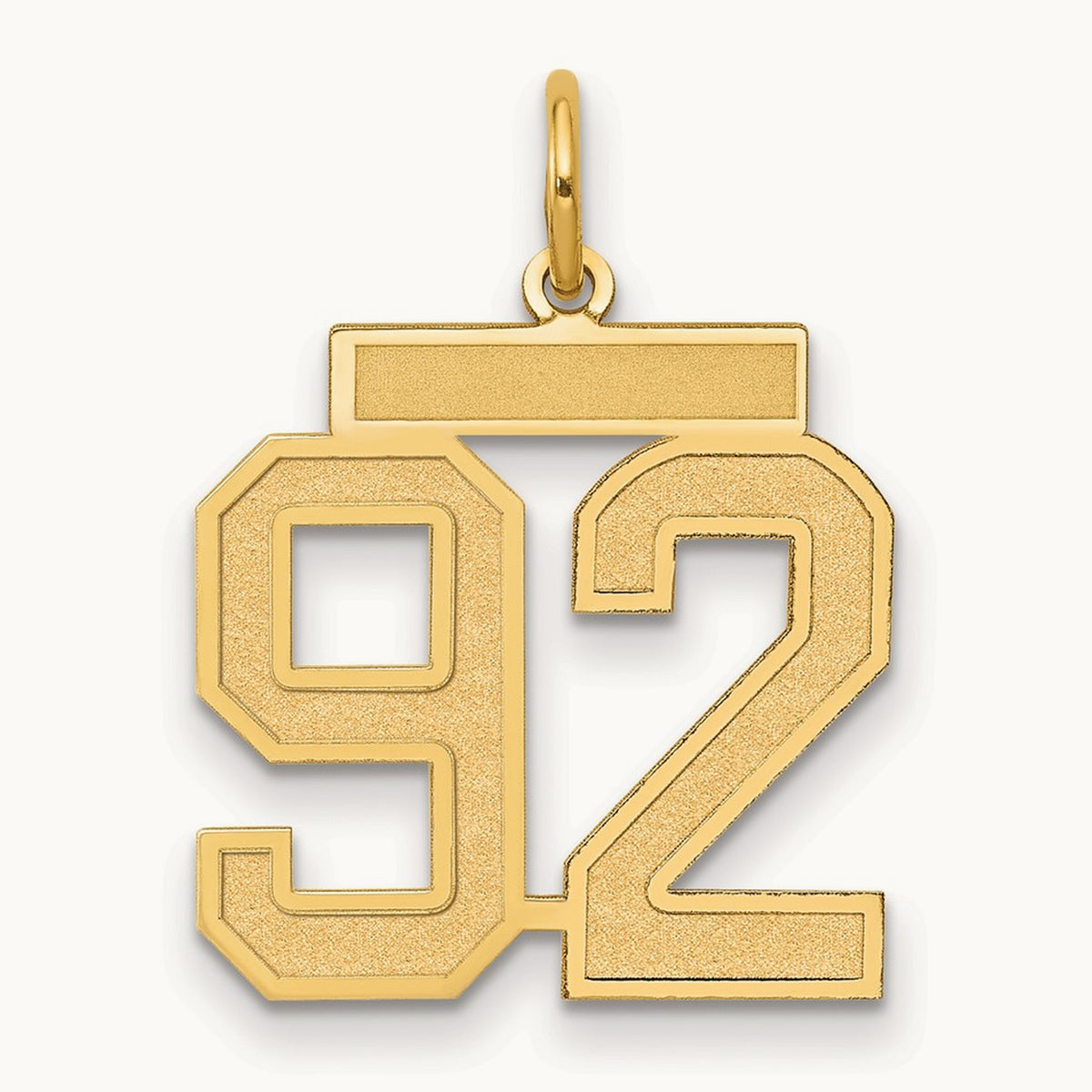 Medium Satin Number 92 Charm, 14K