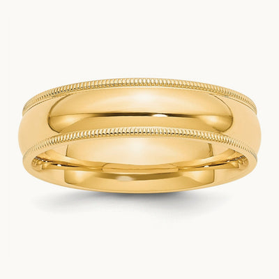 Milgrain Comfort Fit Band, 6mm, 10K Yellow Gold