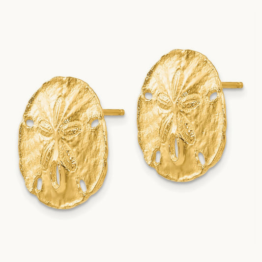Large Sanddollar Post Earrings, 14K