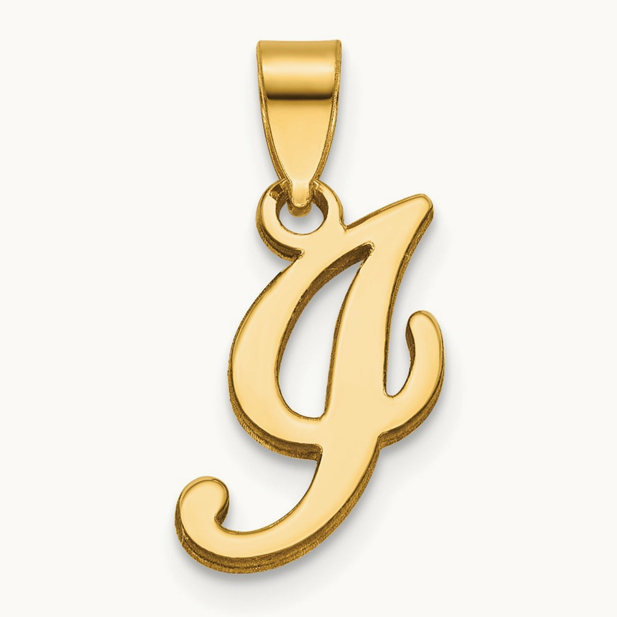 Script Letter I Initial Pendant, 14K Yellow Gold