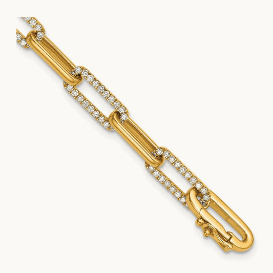 Polished Diamond Paperclip Link Bracelet, 14K