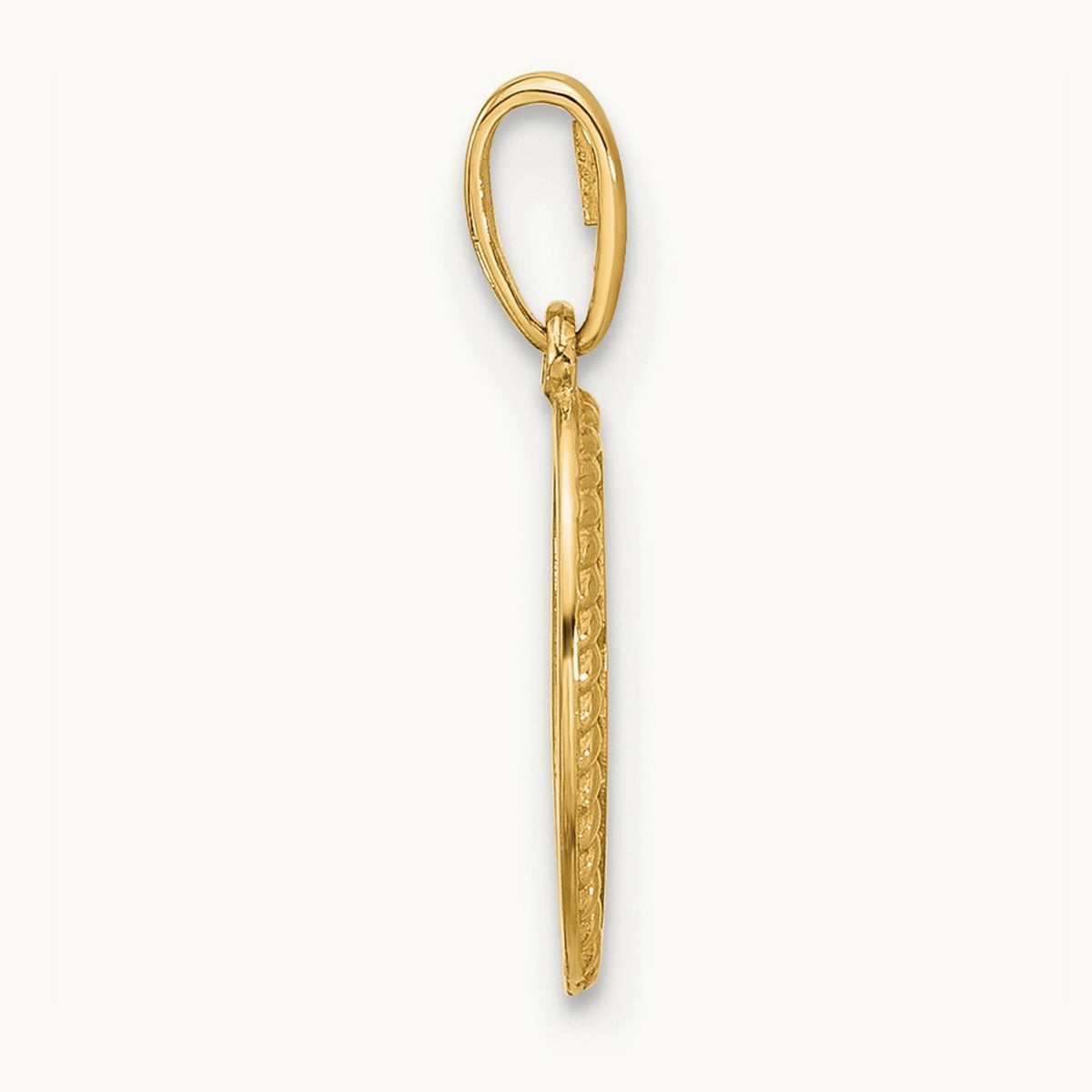 Polished Oval with Rope Border Charm, 14K