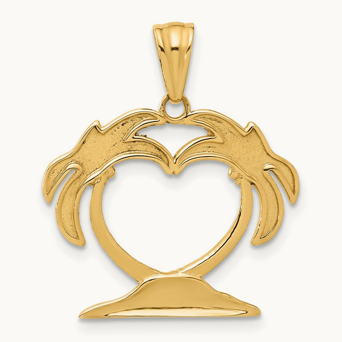Palm Tree Heart Pendant, 14K with White Rhodium