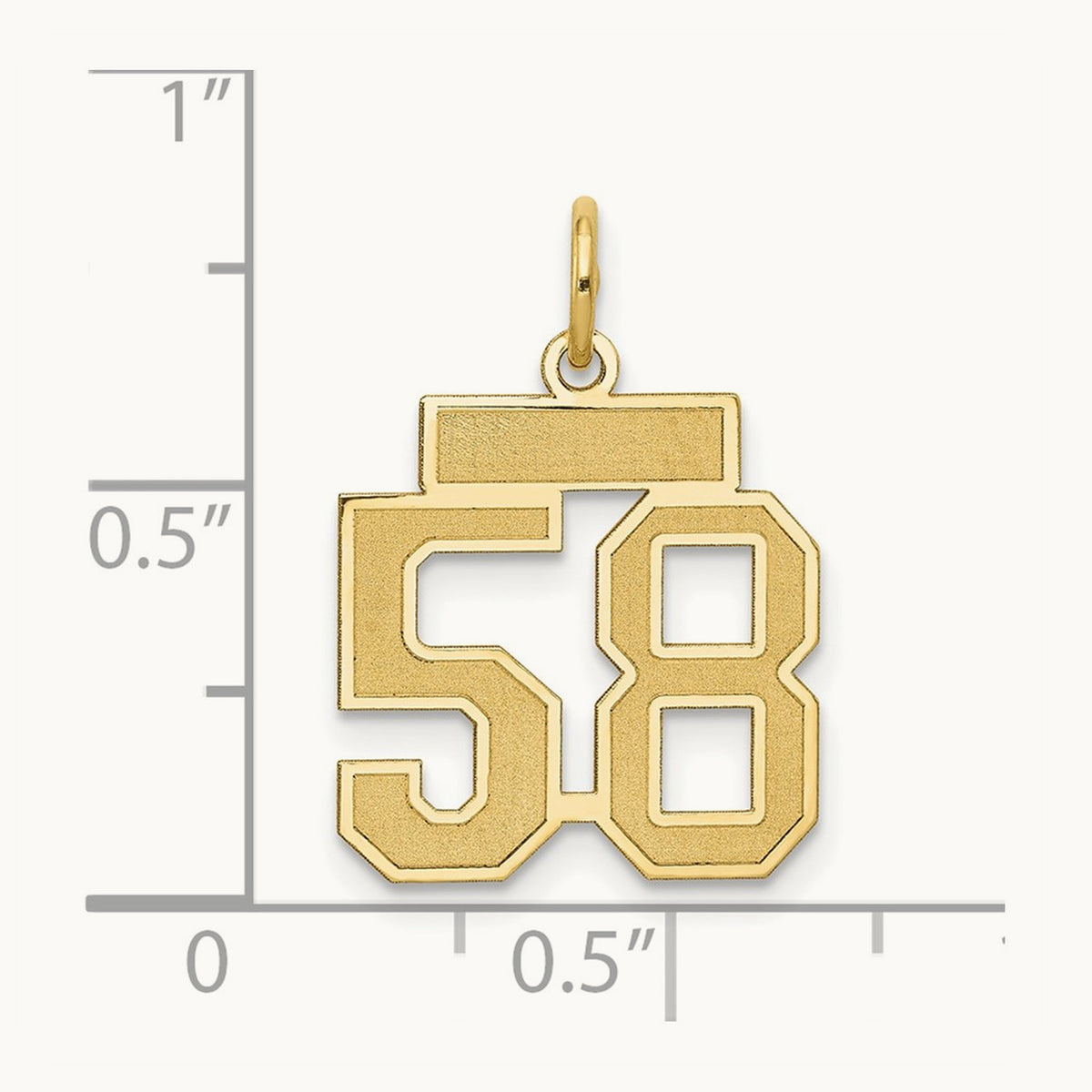 Small Satin Number 58 Charm, 14K
