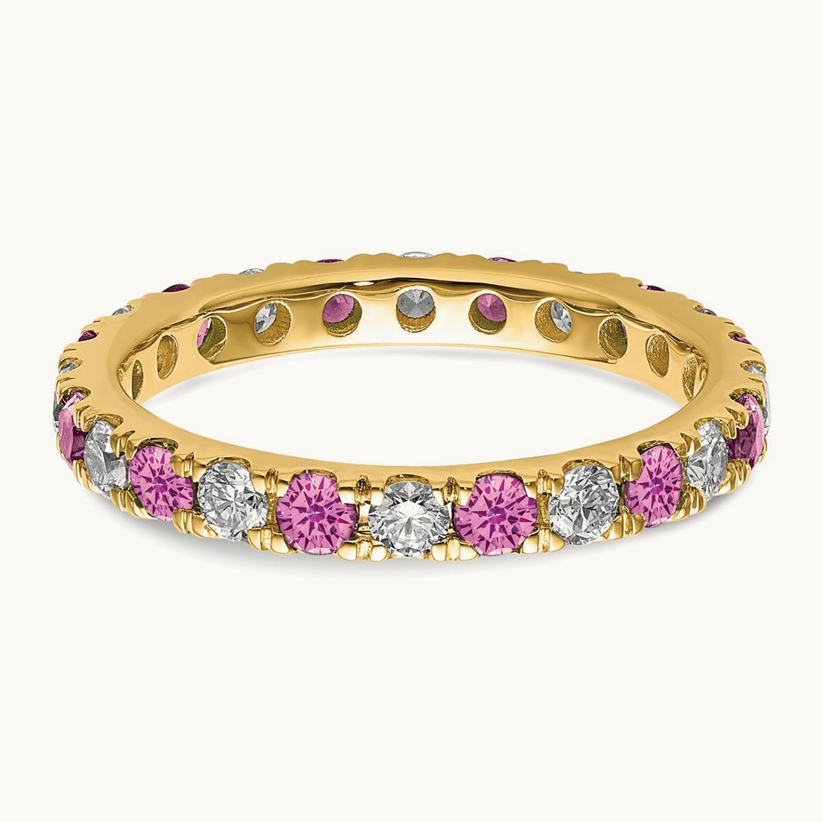 Created Pink Sapphire Eternity Band — 14K Yellow Gold, 2.65 mm