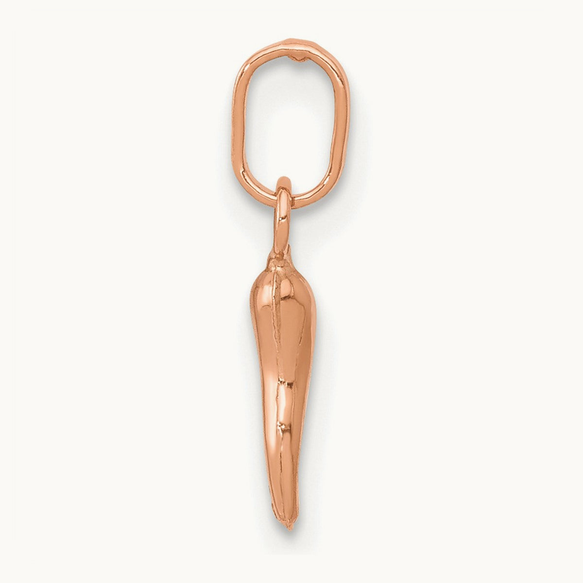 3D Italian Horn Charm — 14K Rose Gold, 12mm