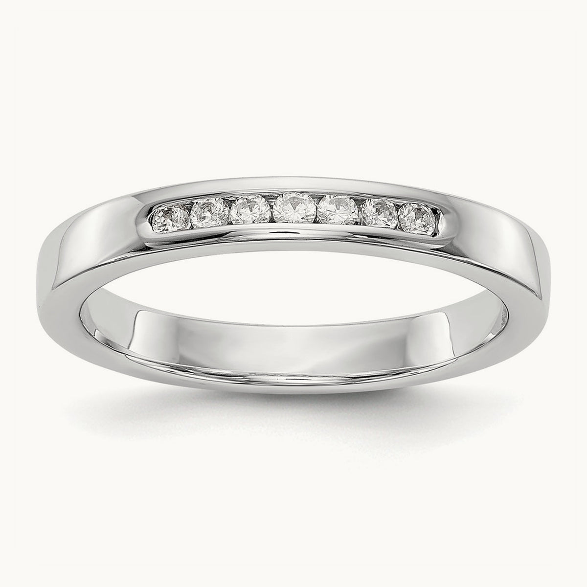7-Stone Diamond Channel Band, 14K White Gold