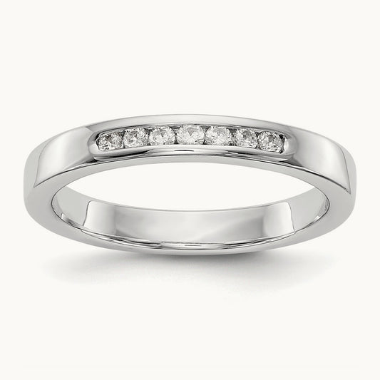 7-Stone Diamond Channel Band, 14K White Gold