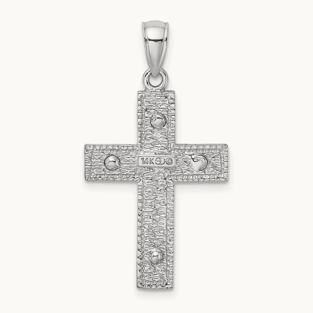 2-D Cross Charm — 14K White Gold