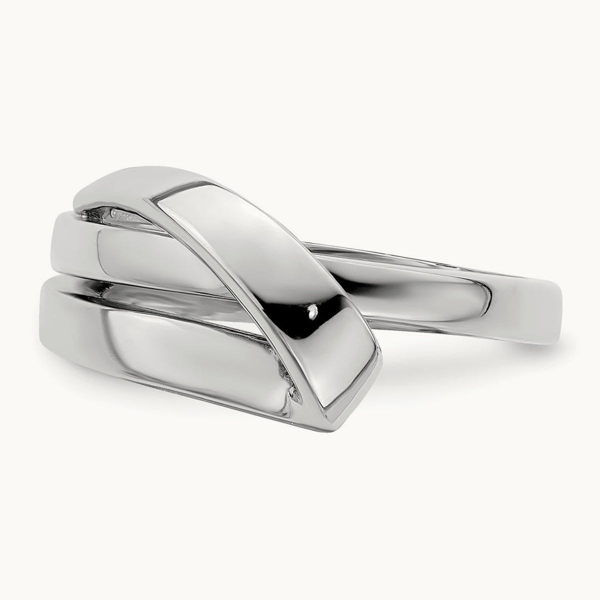 Polished with Folded Design Band — 14K White Gold