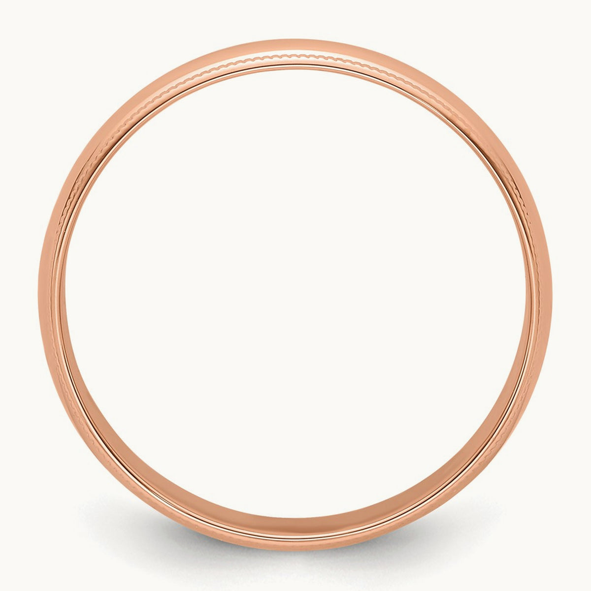 Lightweight Milgrain Half Round Band — 14K Rose Gold, 5mm