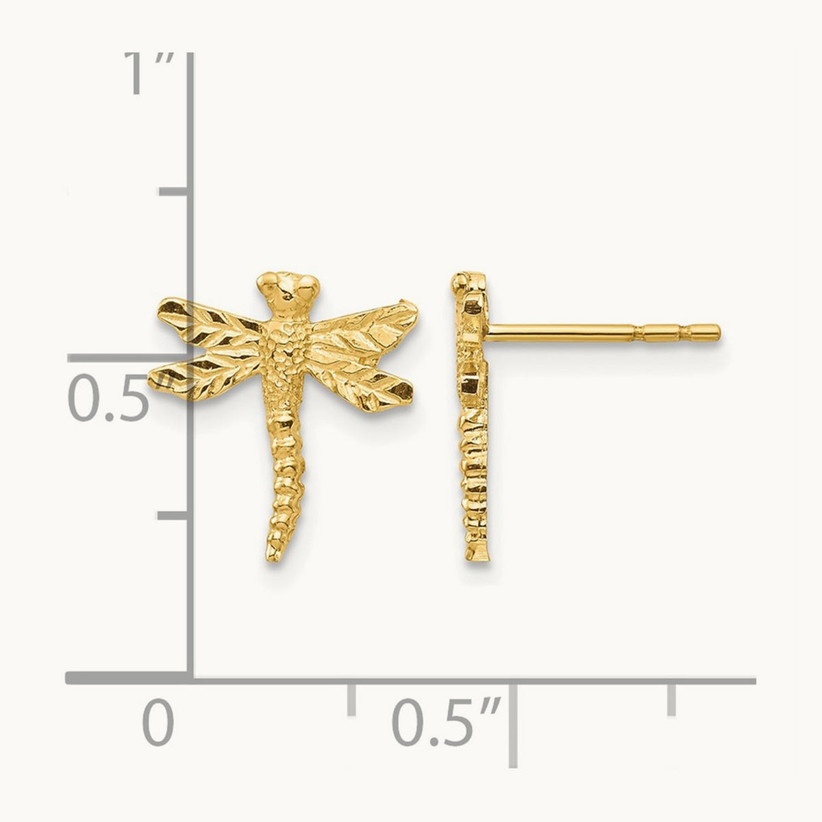 Dragonfly Post Earrings, 14K
