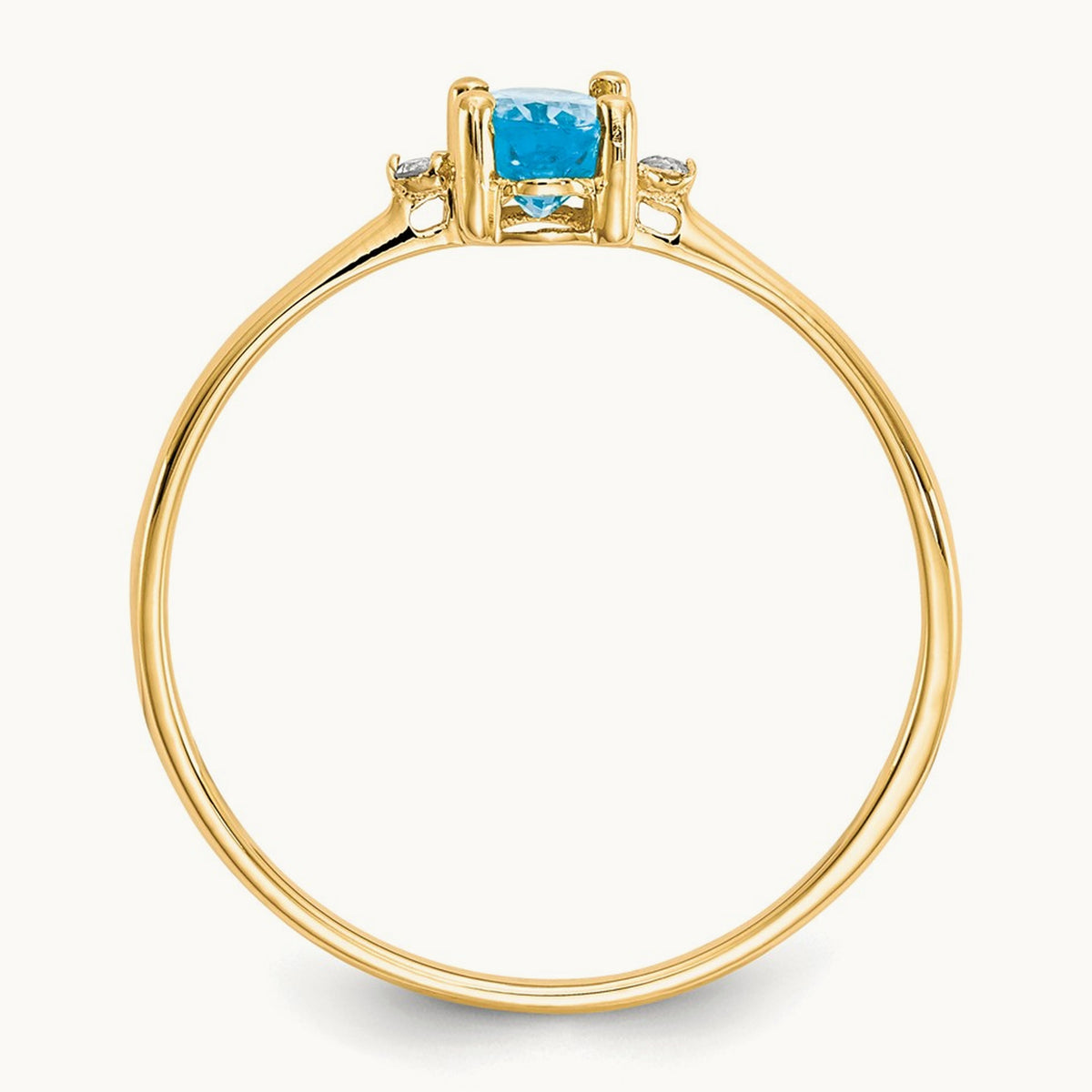 Diamond & Blue Topaz Birthstone Ring — 14K Yellow Gold, 6